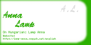 anna lamp business card